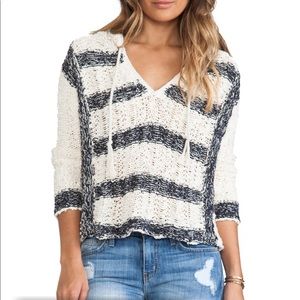 Free People Cali Love Stripped Hooded Sweater M